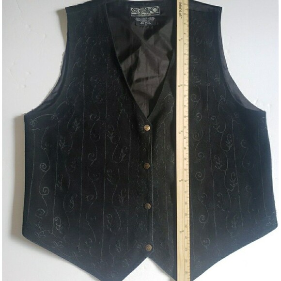 90s Y2K Agapo Collection Women's Black Suede Leather Whimsy Goth Vest Vtg Sz 1X - Picture 5 of 7